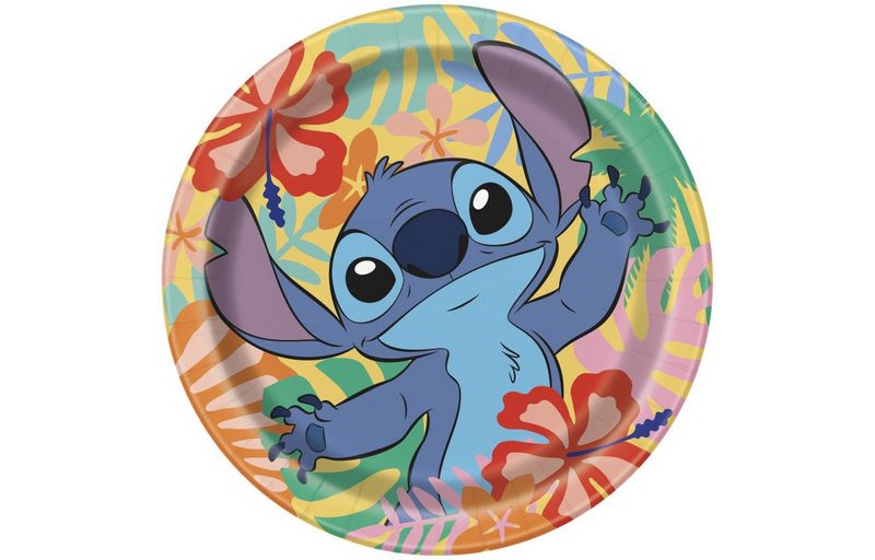 Disney Stitch Round 9&quot; Dinner Paper Plates – 8ct
