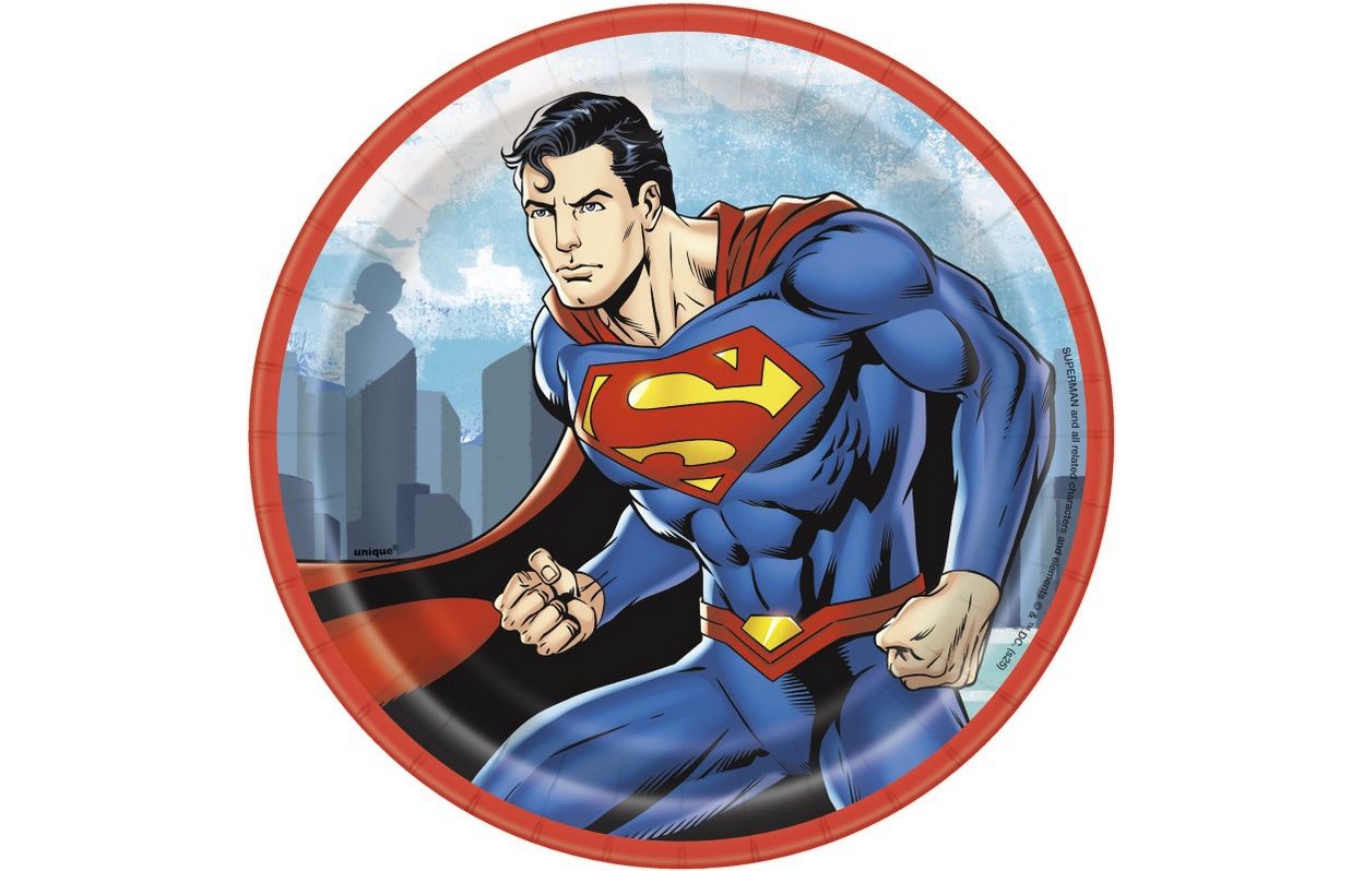 Superman Round 7&quot; Dessert Plates  8ct