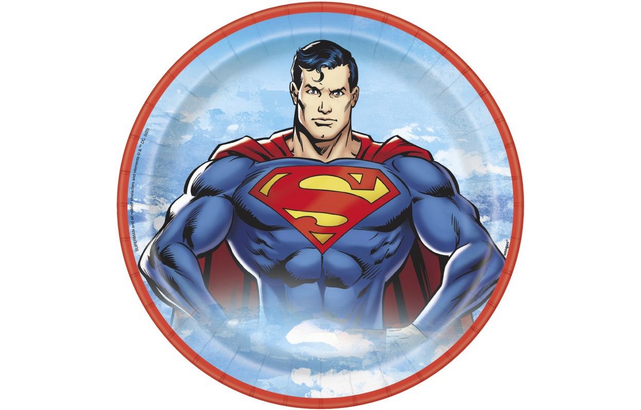 Superman Round 9&quot; Dinner Plates  8ct