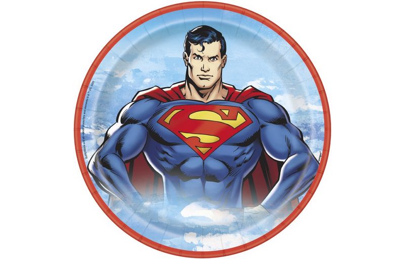 Superman Round 9&quot; Dinner Plates  8ct