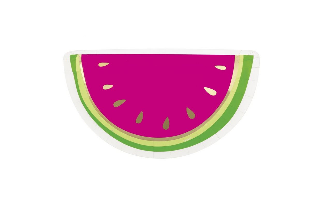 Watermelon Shaped Plates  8ct - Foil Stamping