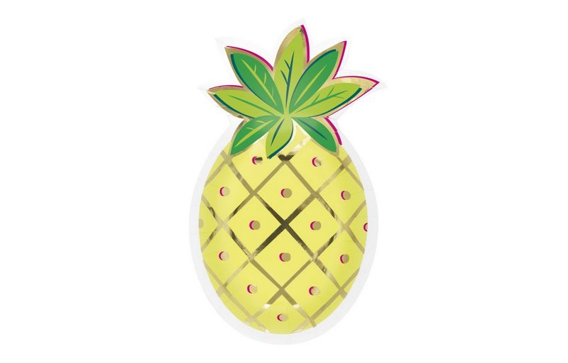 Pineapple Shaped Plates 8ct - Foil Stamping