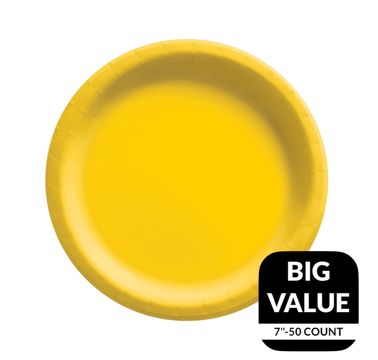 Sunshine Yellow  Solid Round 7&quot; Dessert Paper Plates – 50 Count