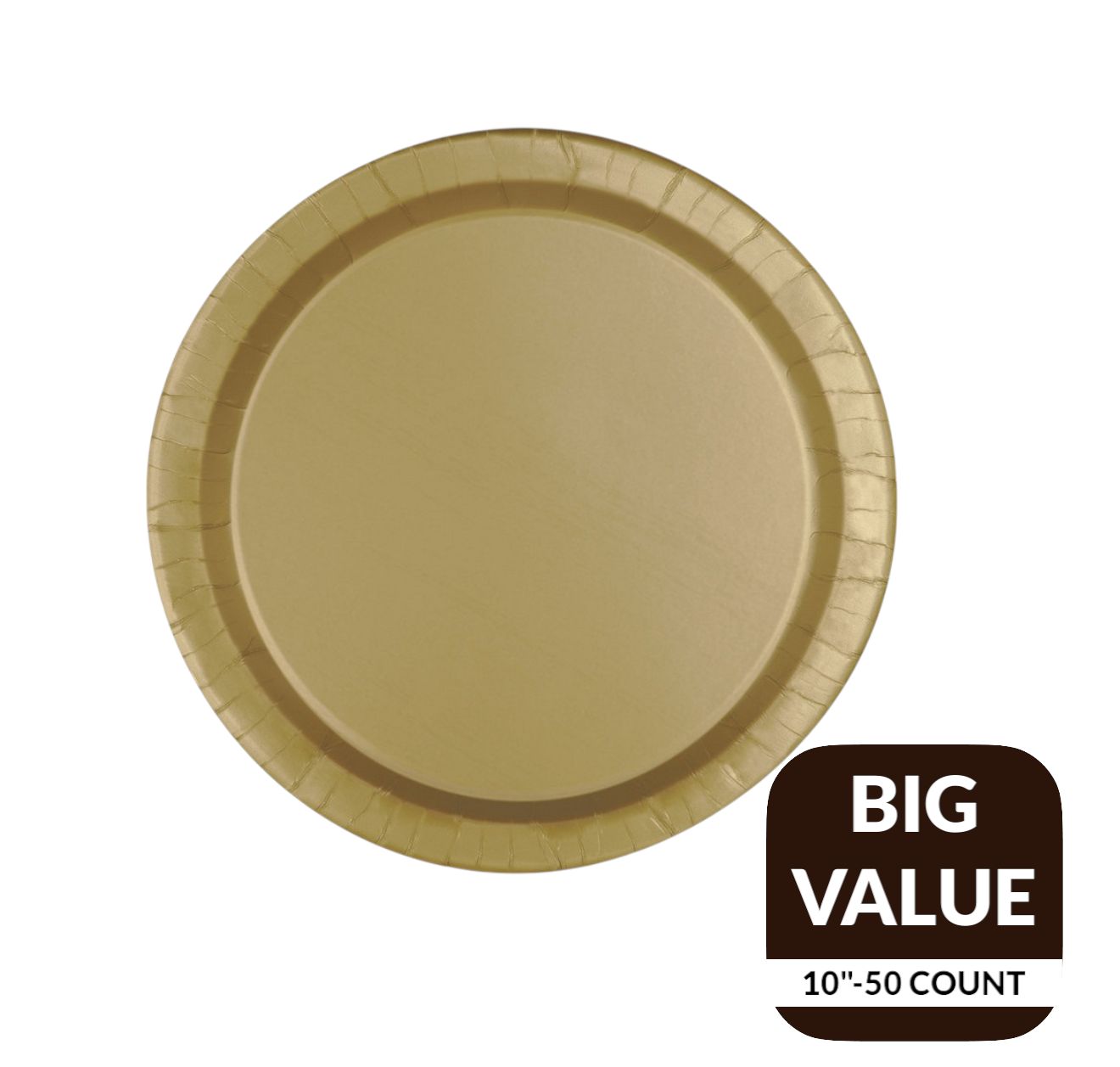Gold Solid Round 10&quot; Dinner Paper Plates – 50ct