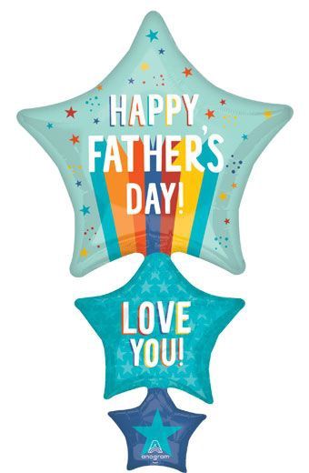 42&quot; Large Shaped Happy Father’s Day Balloon – Playful Stripes &amp; Stars