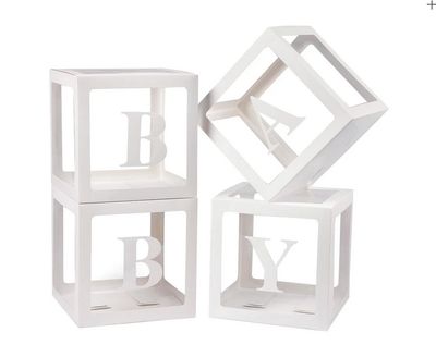 4 Boxes With 4 letters (BABY) - 12in x 12in
