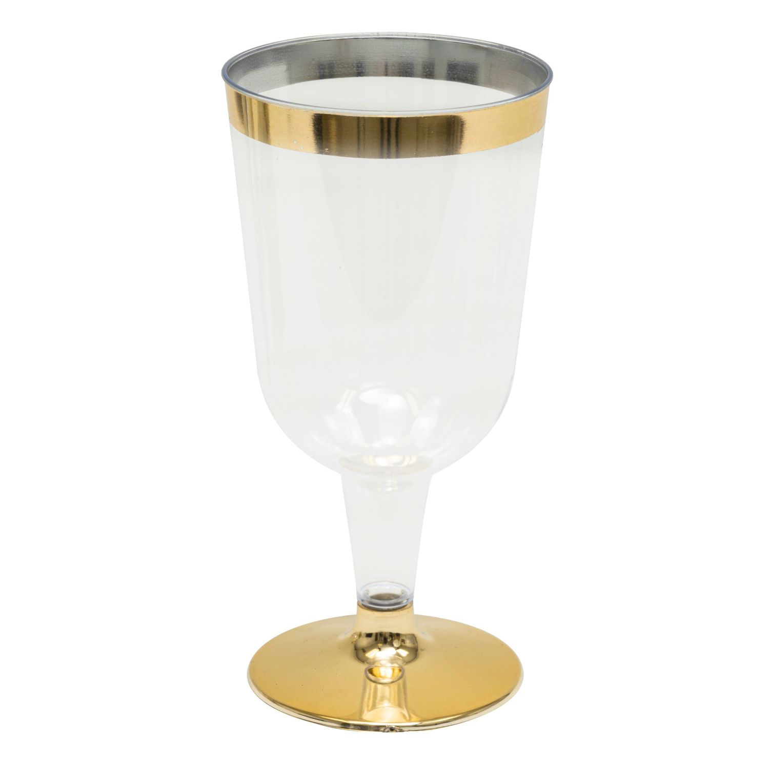 Plastic Wine Glasses with Metallic Trim 4¾&quot; 12pc/pack, Colour: Gold