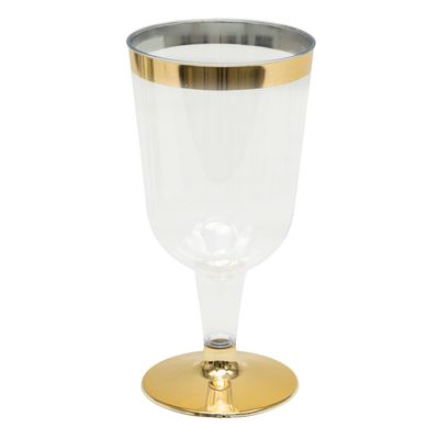 Plastic Wine Glasses with Metallic Trim 4¾&quot; 12pc/pack
