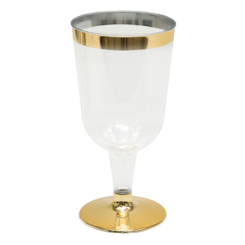 Plastic Wine Glasses with Metallic Trim 4¾&quot; 12pc/pack