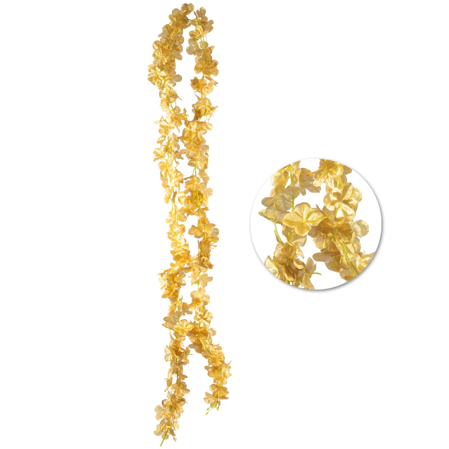 Artificial Hydrangea Flower Garland – 80&quot; Long, Color: Gold