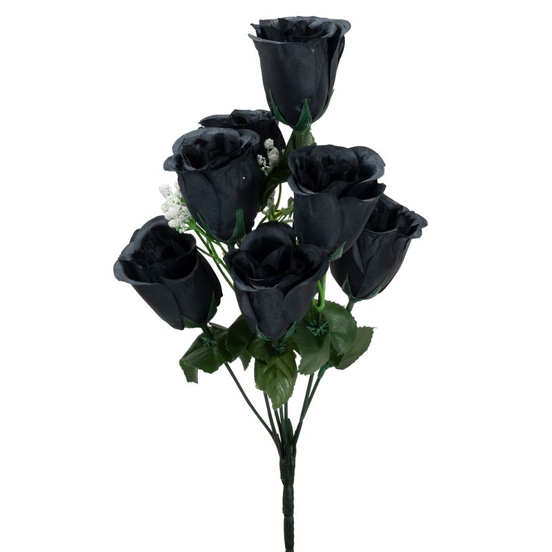 Artificial Rose Bud Bush 14½&quot; - Black
