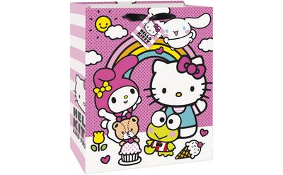 Hello Kitty and Friends Large Gift Bag with Ribbon Handle – 7&quot; x 0.5&quot; x 9.5&quot;