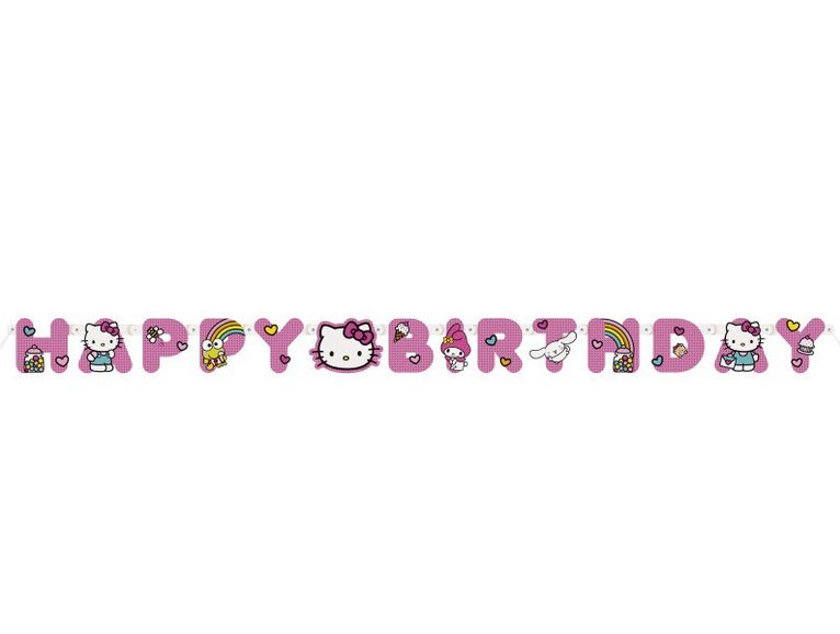 Hello Kitty and Friends &quot;Happy Birthday&quot; Jointed Banner  6.25 ft