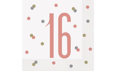 Glitz Rose Gold Luncheon Napkins – 16ct (16th Birthday)