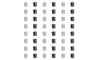 GLITZ 16 Black Hanging Decorations  5 ft
