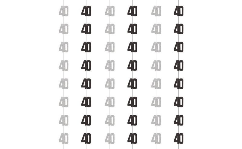 Glitz 40 Black Hanging Decorations – 5 ft, Pack of 6