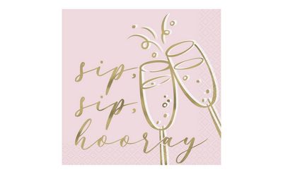 Sip Sip Hooray Beverage Napkins  16ct - Foil Stamping