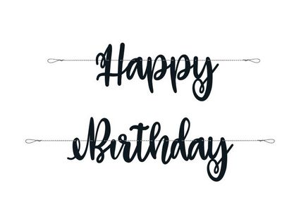 Black Script &quot;Happy Birthday&quot; Banner  7ft