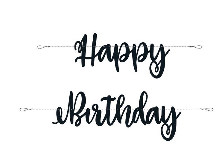 Black Script &quot;Happy Birthday&quot; Banner  7ft