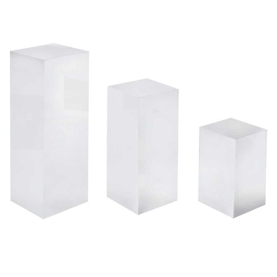 Silver Mirror Finish Acrylic Pedestal Risers – 3pc Set