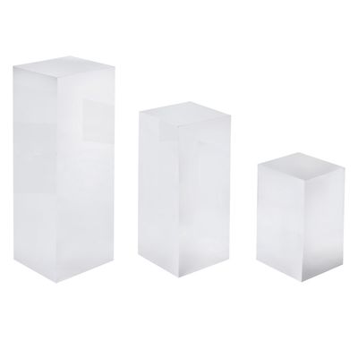 Silver Mirror Finish Acrylic Pedestal Risers – 3pc Set