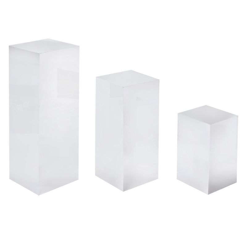 Silver Mirror Finish Acrylic Pedestal Risers – 3pc Set