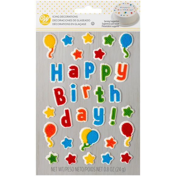 Happy Birthday Icing Decorations, 0.8 oz.