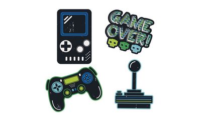 Gamer Birthday Wall Decals  4pc