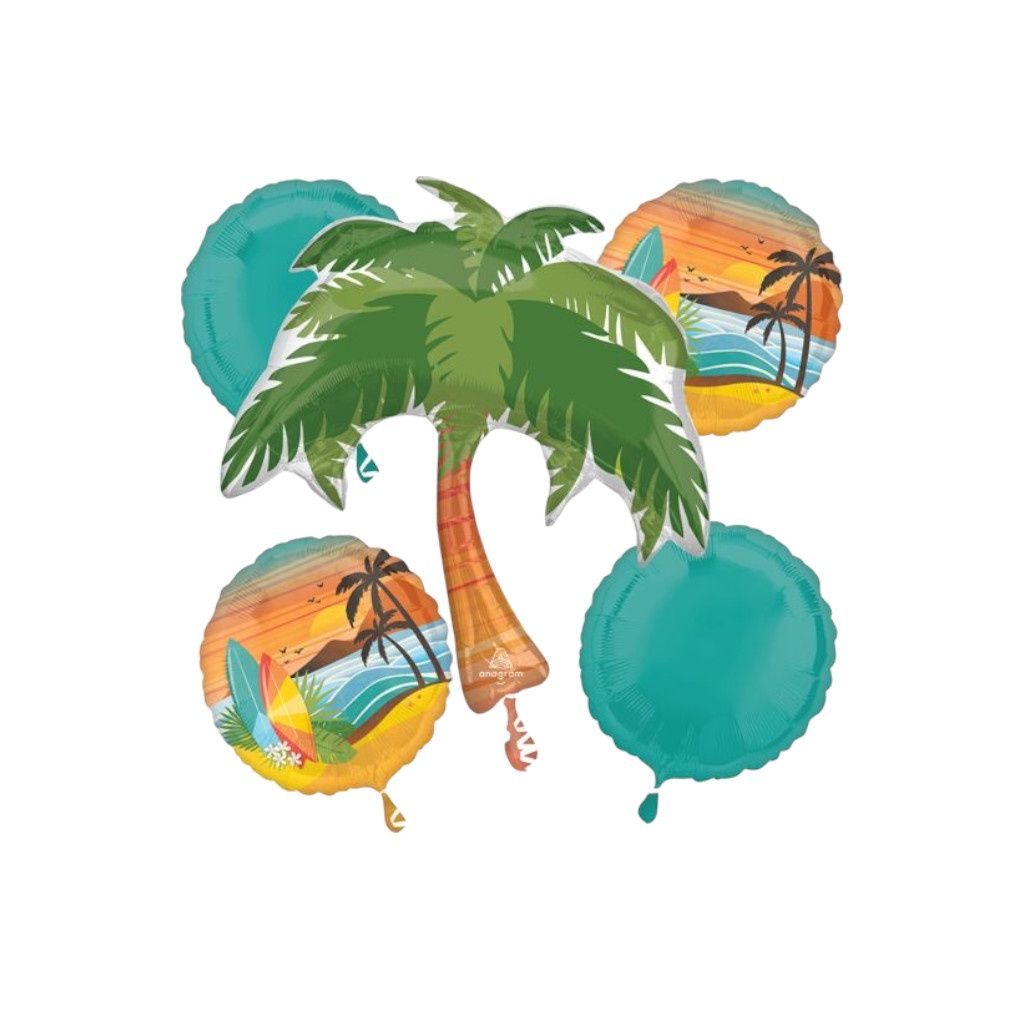 Beach Life Foil Balloon Bouquet – 5pc Set (Uninflated)