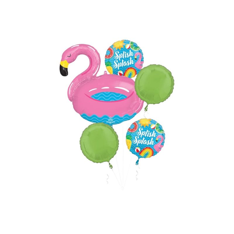 Pool Party Foil Balloon Bouquet – 5pc Set (Uninflated)