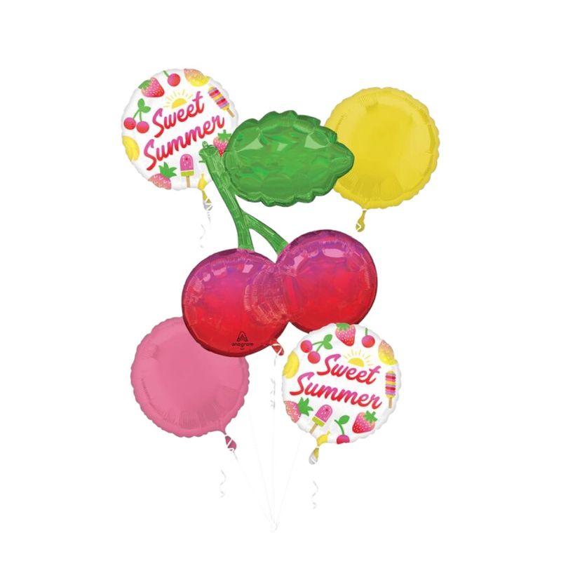Sweet Summer Fruity Mix Balloon Bouquet – 5pc Set (Uninflated)