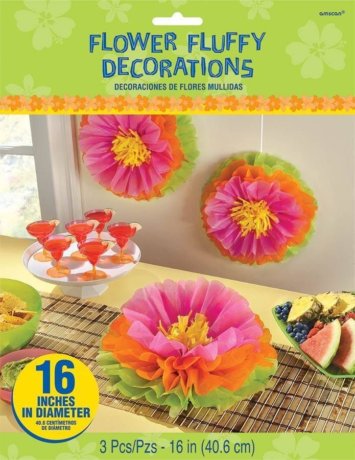 Hibiscus Fluffy Flower Decorations – 16″, 3 Count