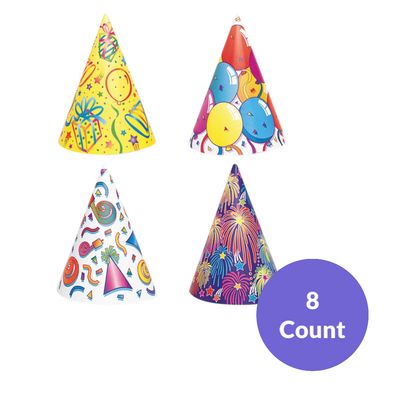 Fancy Cone Party Hats – 8ct