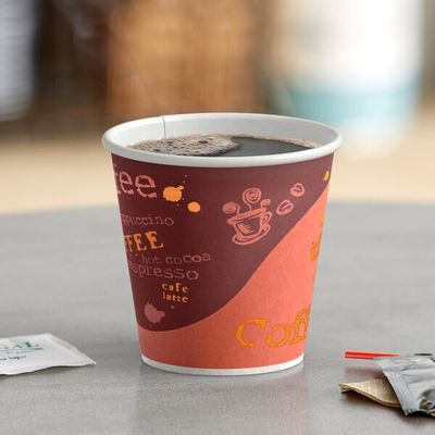Tall Coffee Print Poly Paper Hot Cup 8oz - 50ct