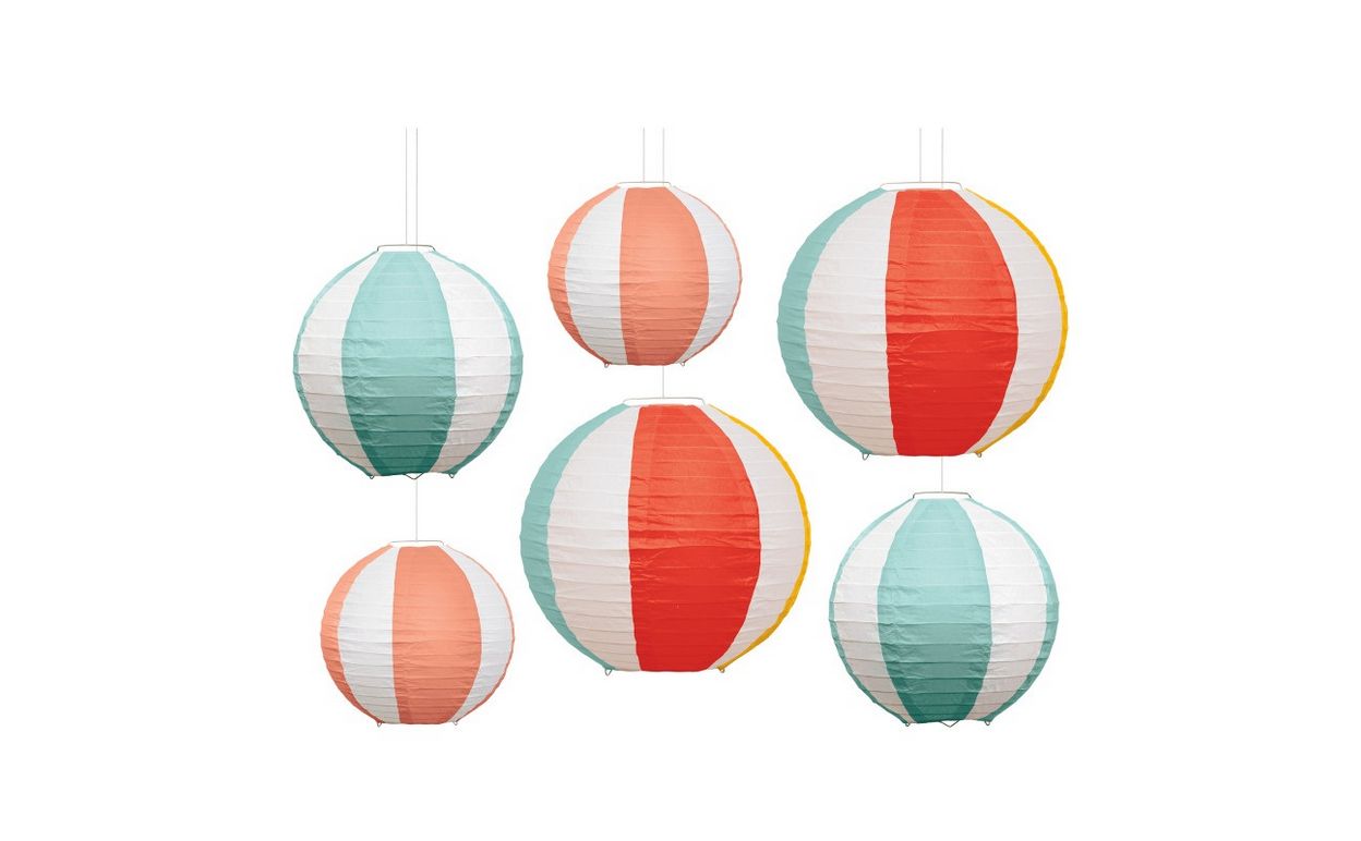 Poolside Summer Assorted Paper Lantern Decorations – 6ct