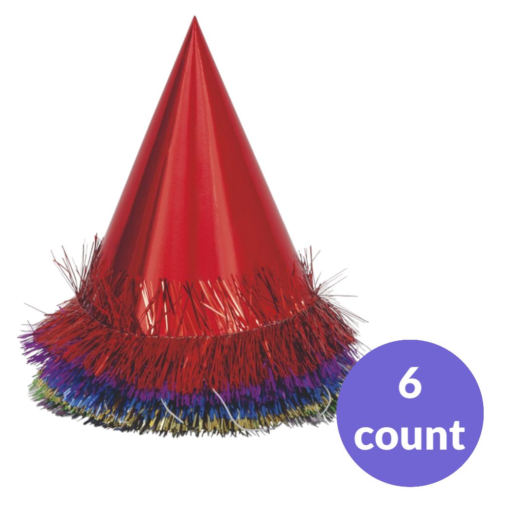 Fringed Foil Hats - Assorted  6ct