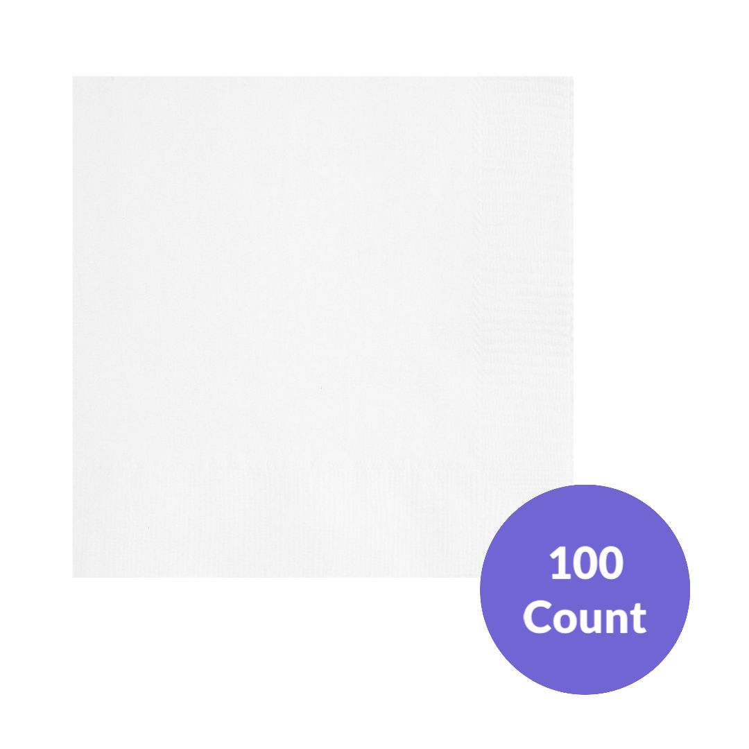 Bright White Solid Beverage Napkins – 100ct