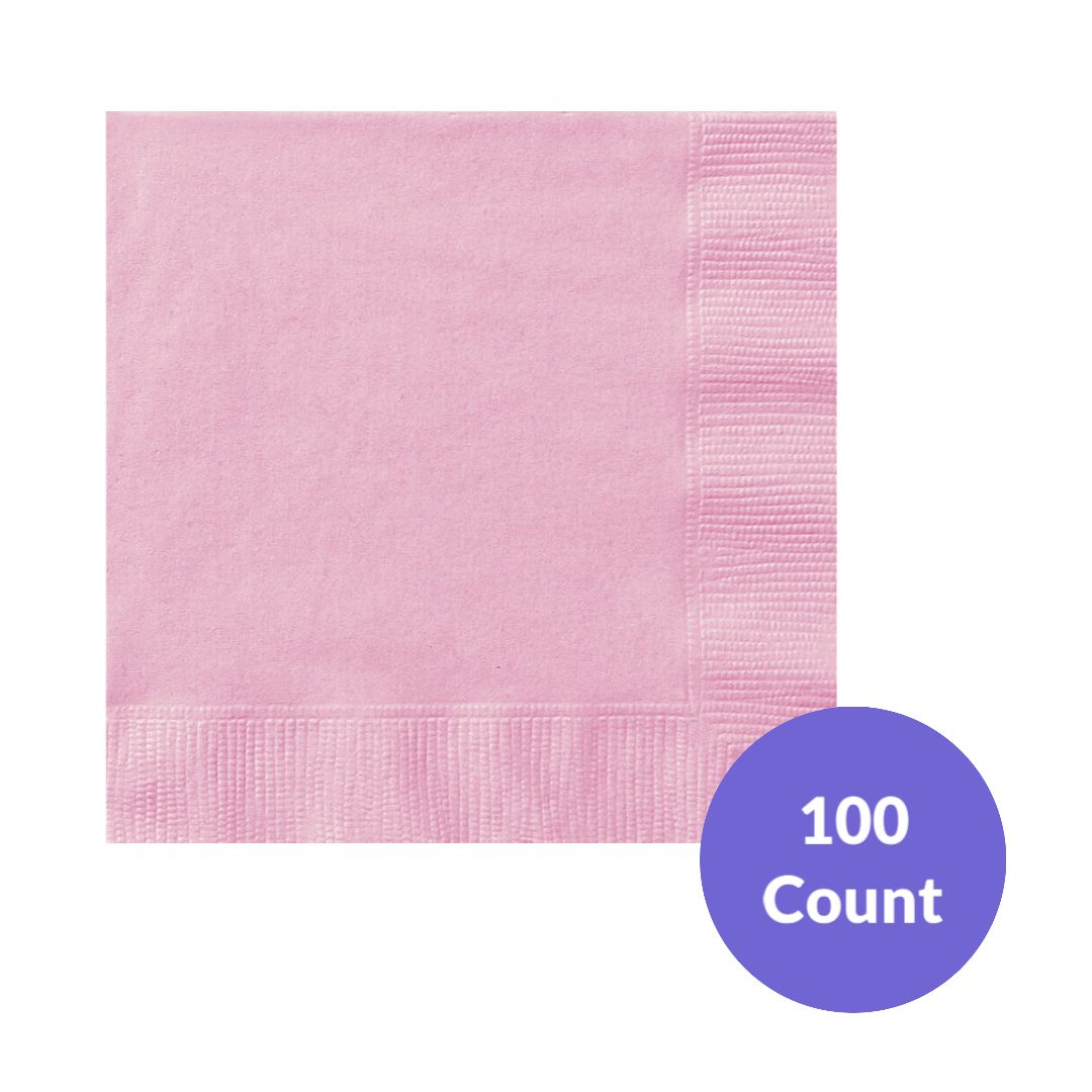 Pink Solid Beverage Napkins – 100ct