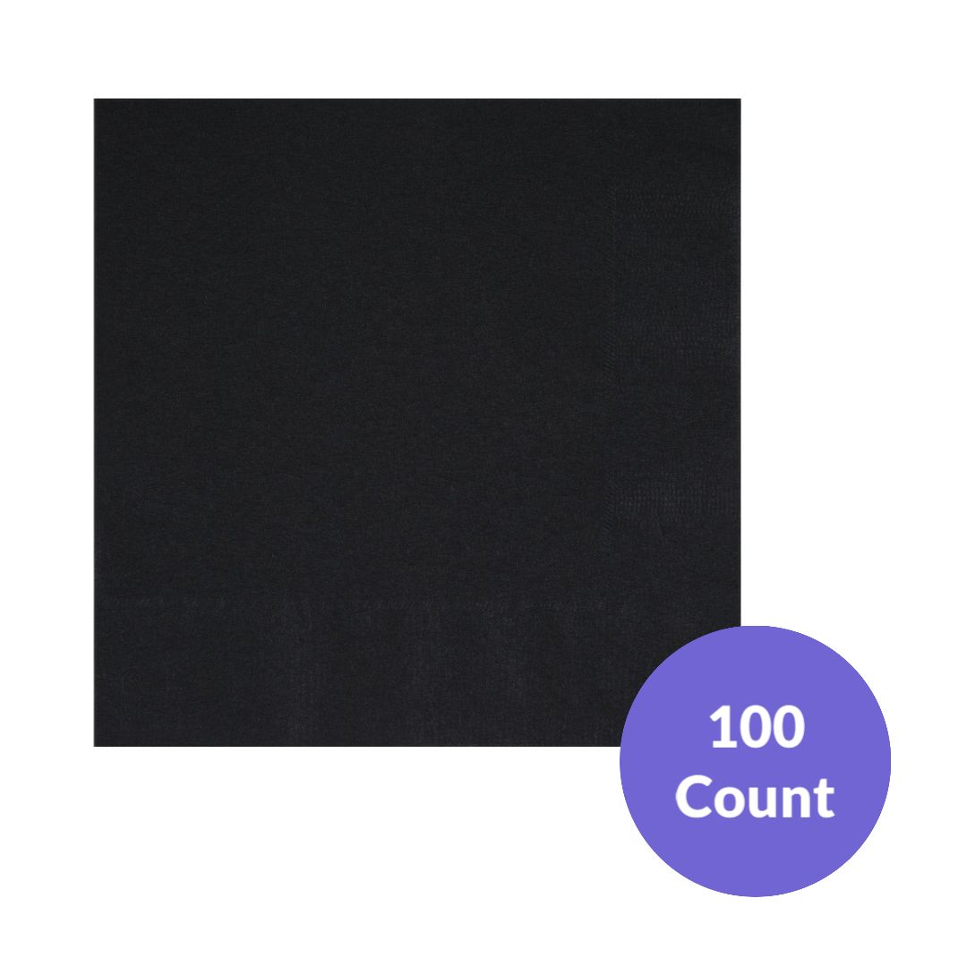 Black Solid Beverage Napkins – 100ct