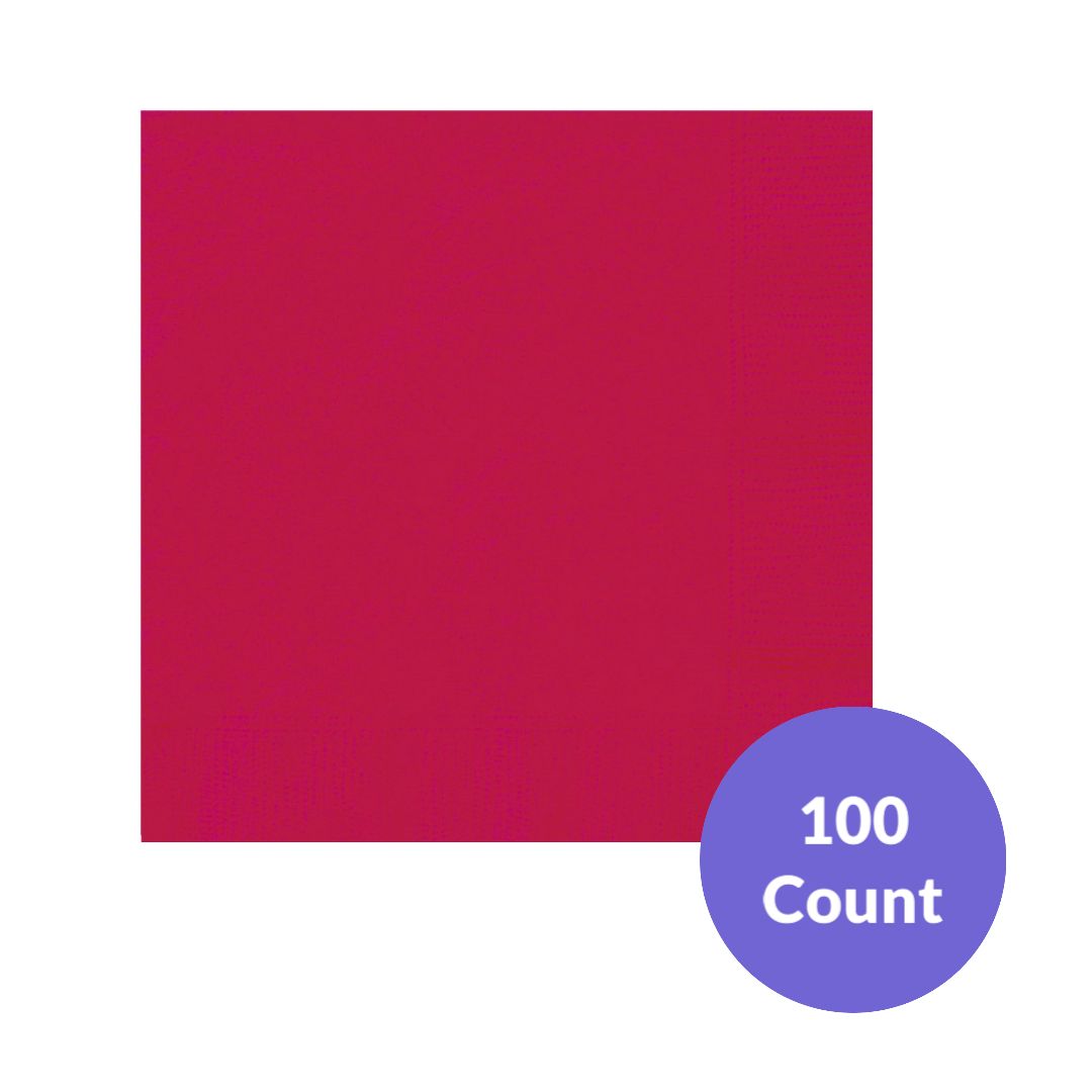 Red Solid Beverage Napkins – 100ct