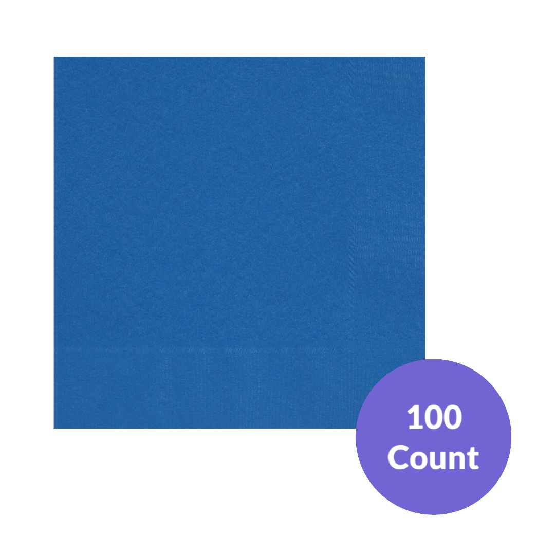 Royal Blue Solid Beverage Napkins – 100ct