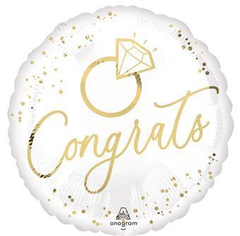 White Gold “Congrats” Wedding Ring Foil Balloon – 18&quot;
