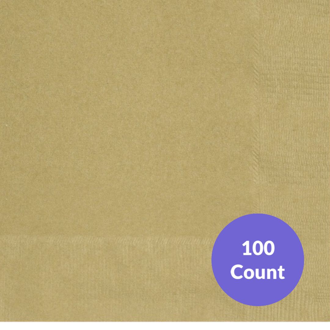 Gold Solid Beverage Napkins  100ct