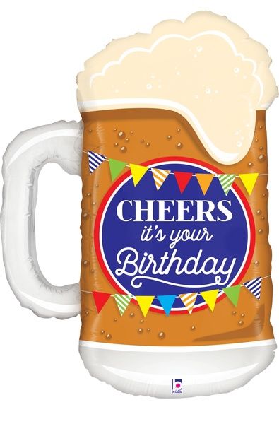 Cheers Birthday Beer Balloon – 29&quot; Clear Shape(UN-INFLATED)