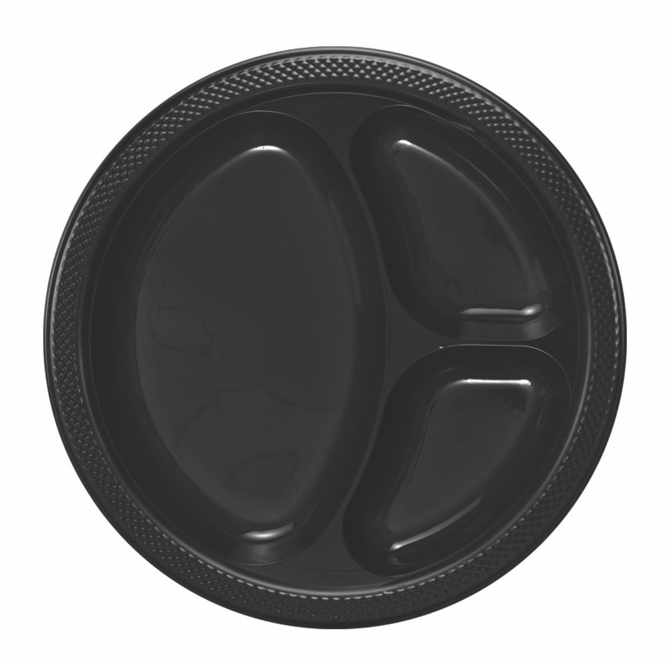Black 10&quot; Compartment Plastic Plates – 50ct