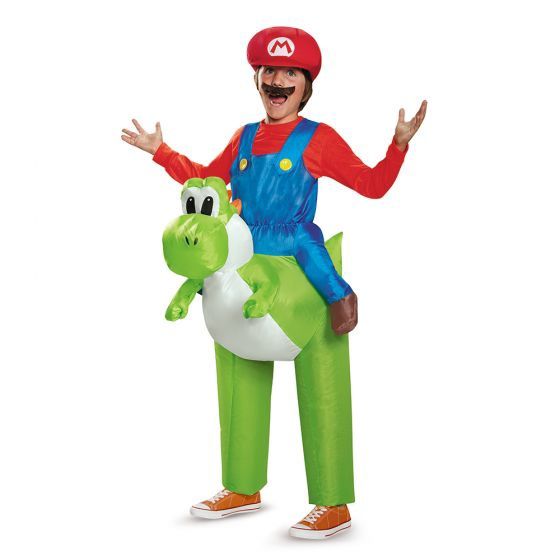 Mario Riding Yoshi Inflatable Child, Size: M(7-8)