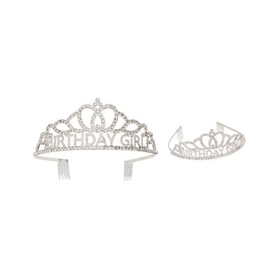 Birthday Girl Rhinestone Tiara silver – 5.9" x 2.2"