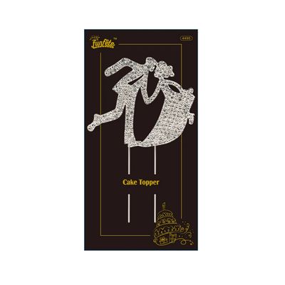 Rhinestone cake topper Bride &amp; Groom  w/stick 3x3&quot; For wedding