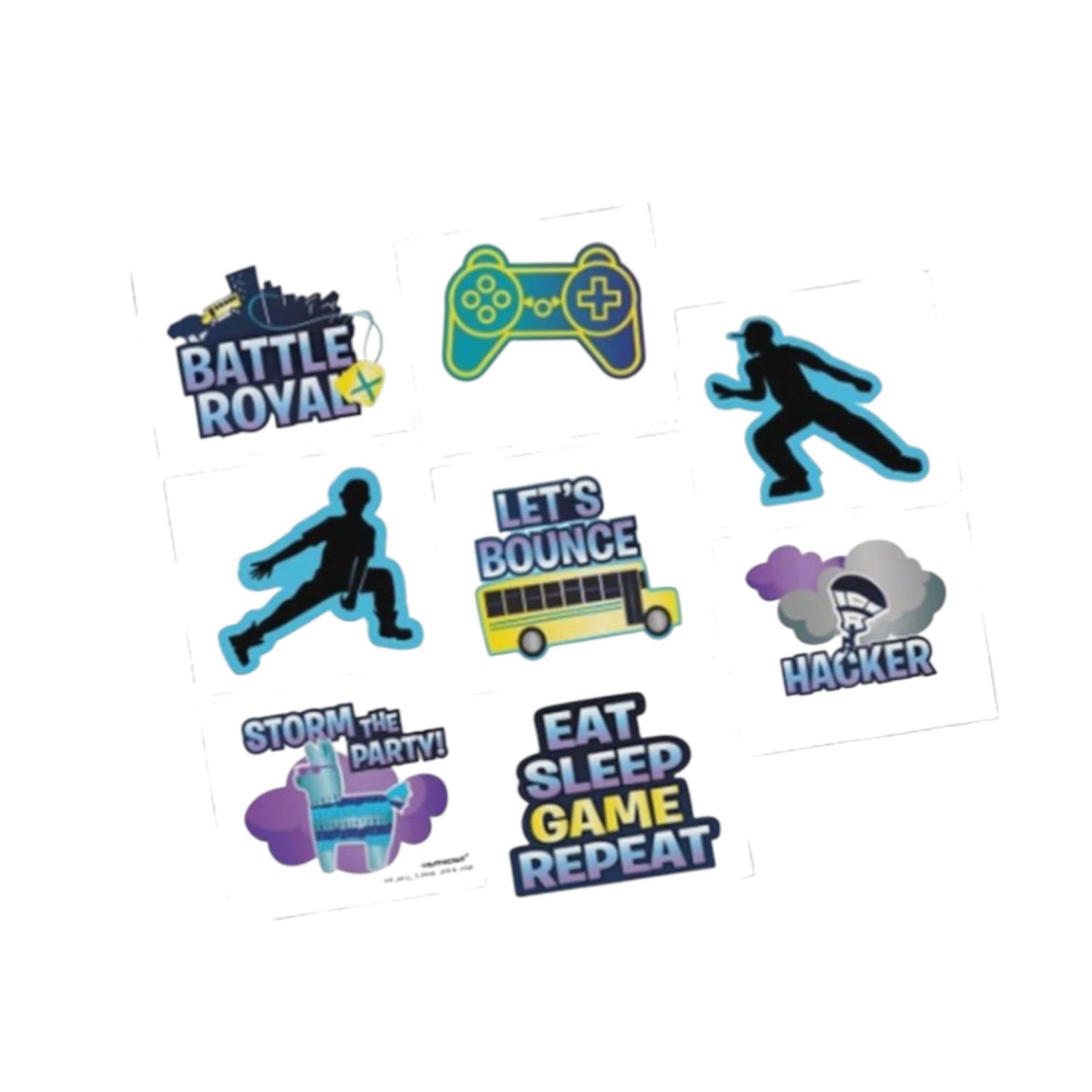 Battle Royal temporary tattoos, 8 per package