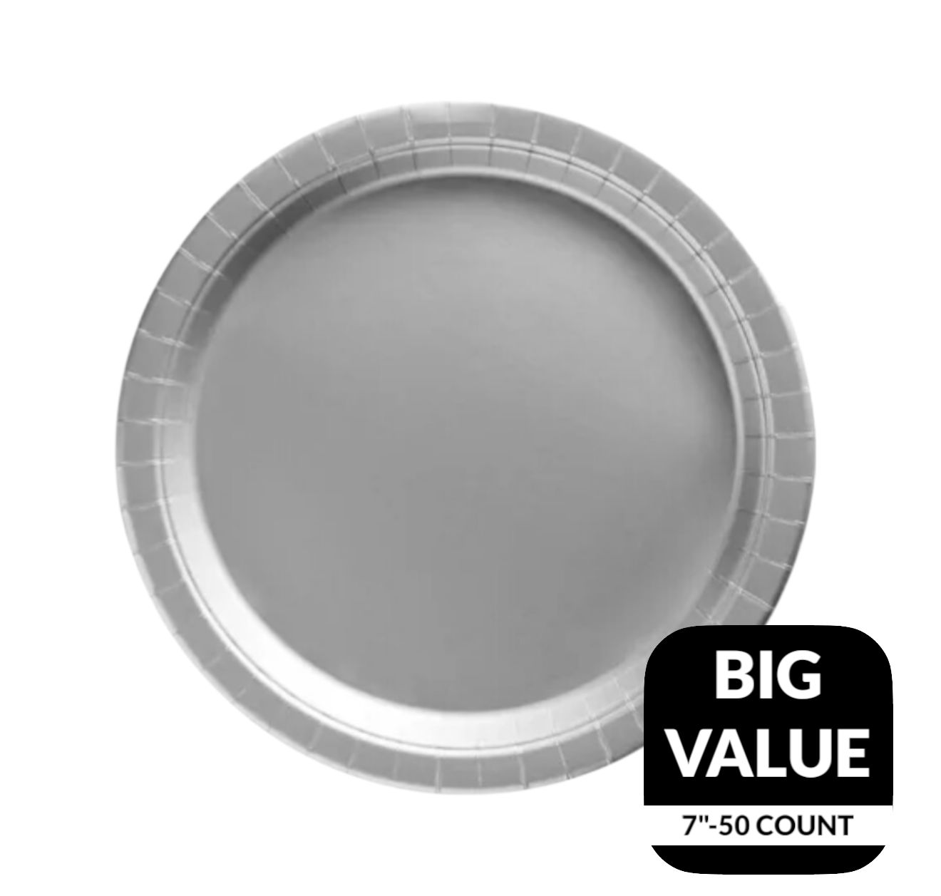 Silver Solid Round 7&quot; Dessert Plates – 50ct